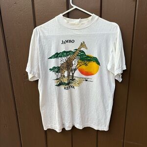 Vintage Jambo Kenya Shirt Giraffe Texprint Size Small Animal
